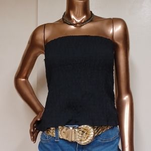 NWOT Style Envy Black Ruckered Elastic Sun Top